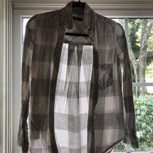 Light Grey and White Flannel Shirt